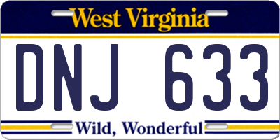 WV license plate DNJ633