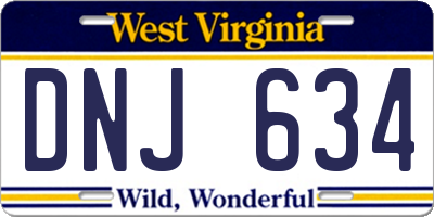 WV license plate DNJ634