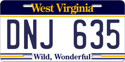WV license plate DNJ635