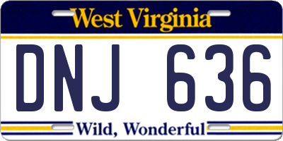 WV license plate DNJ636