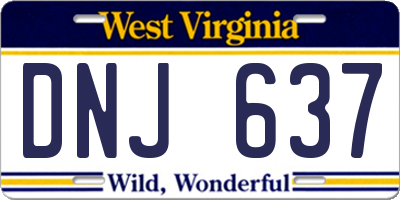 WV license plate DNJ637