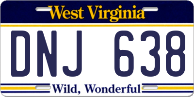 WV license plate DNJ638