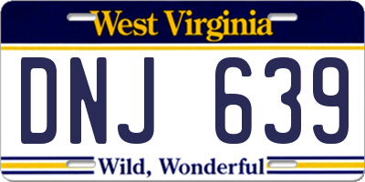 WV license plate DNJ639