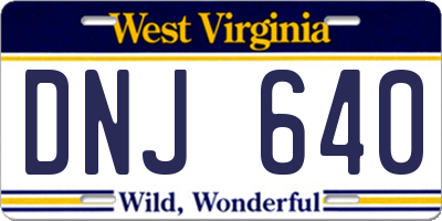 WV license plate DNJ640