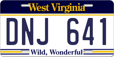 WV license plate DNJ641