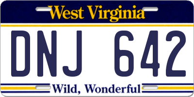 WV license plate DNJ642