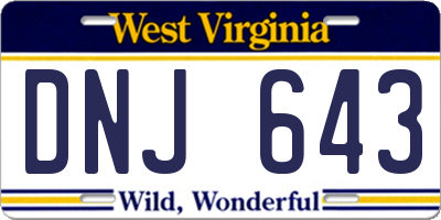 WV license plate DNJ643