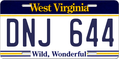 WV license plate DNJ644