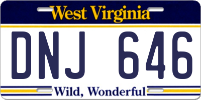 WV license plate DNJ646