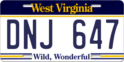 WV license plate DNJ647