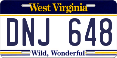 WV license plate DNJ648