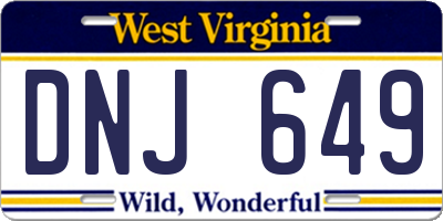 WV license plate DNJ649