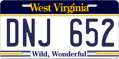 WV license plate DNJ652