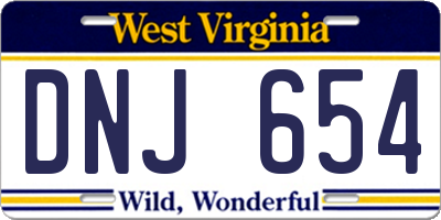 WV license plate DNJ654