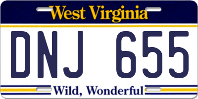 WV license plate DNJ655