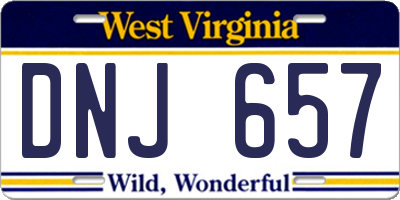 WV license plate DNJ657