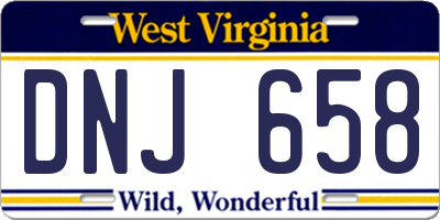 WV license plate DNJ658