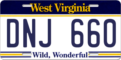 WV license plate DNJ660