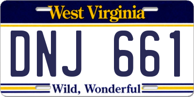 WV license plate DNJ661