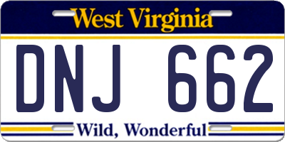 WV license plate DNJ662