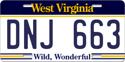 WV license plate DNJ663