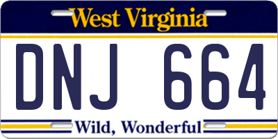 WV license plate DNJ664