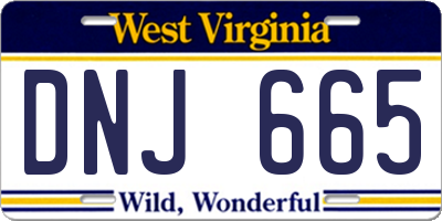 WV license plate DNJ665