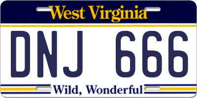 WV license plate DNJ666