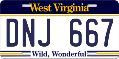 WV license plate DNJ667