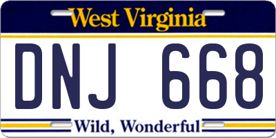 WV license plate DNJ668