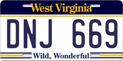 WV license plate DNJ669