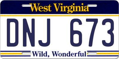 WV license plate DNJ673