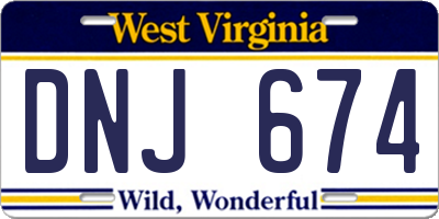 WV license plate DNJ674