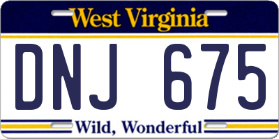 WV license plate DNJ675