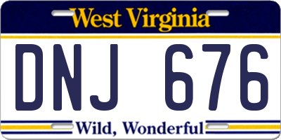 WV license plate DNJ676