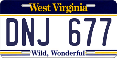 WV license plate DNJ677