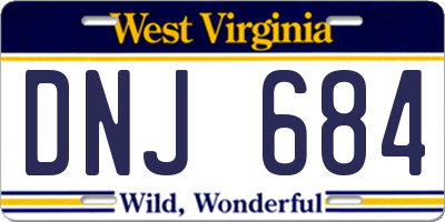 WV license plate DNJ684