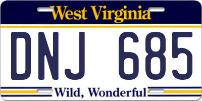 WV license plate DNJ685