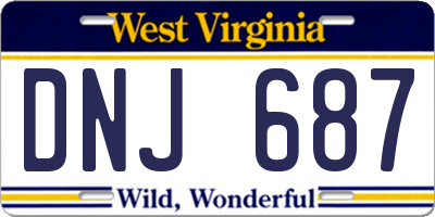 WV license plate DNJ687
