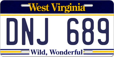 WV license plate DNJ689