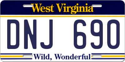 WV license plate DNJ690