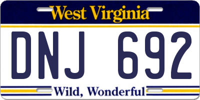 WV license plate DNJ692