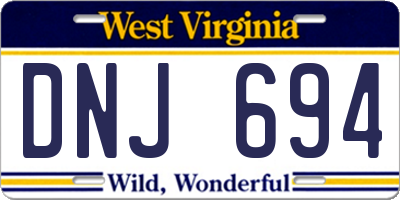 WV license plate DNJ694
