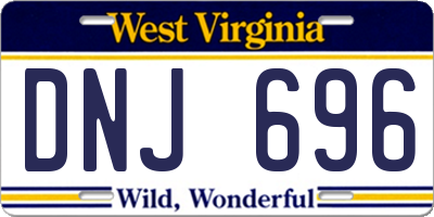 WV license plate DNJ696