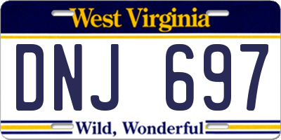 WV license plate DNJ697