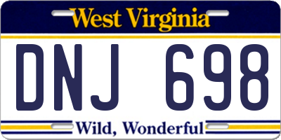 WV license plate DNJ698