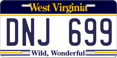 WV license plate DNJ699