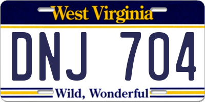 WV license plate DNJ704