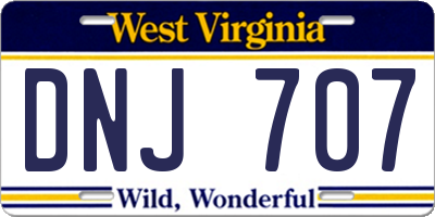 WV license plate DNJ707