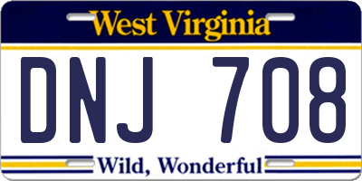 WV license plate DNJ708